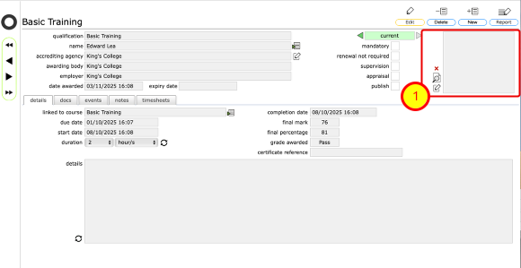 The qualification/achievement record