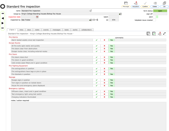 Option 1: Direct print from the inspections card