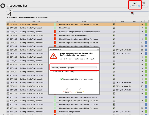 Select the report output required