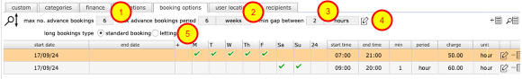 Additional booking option settings